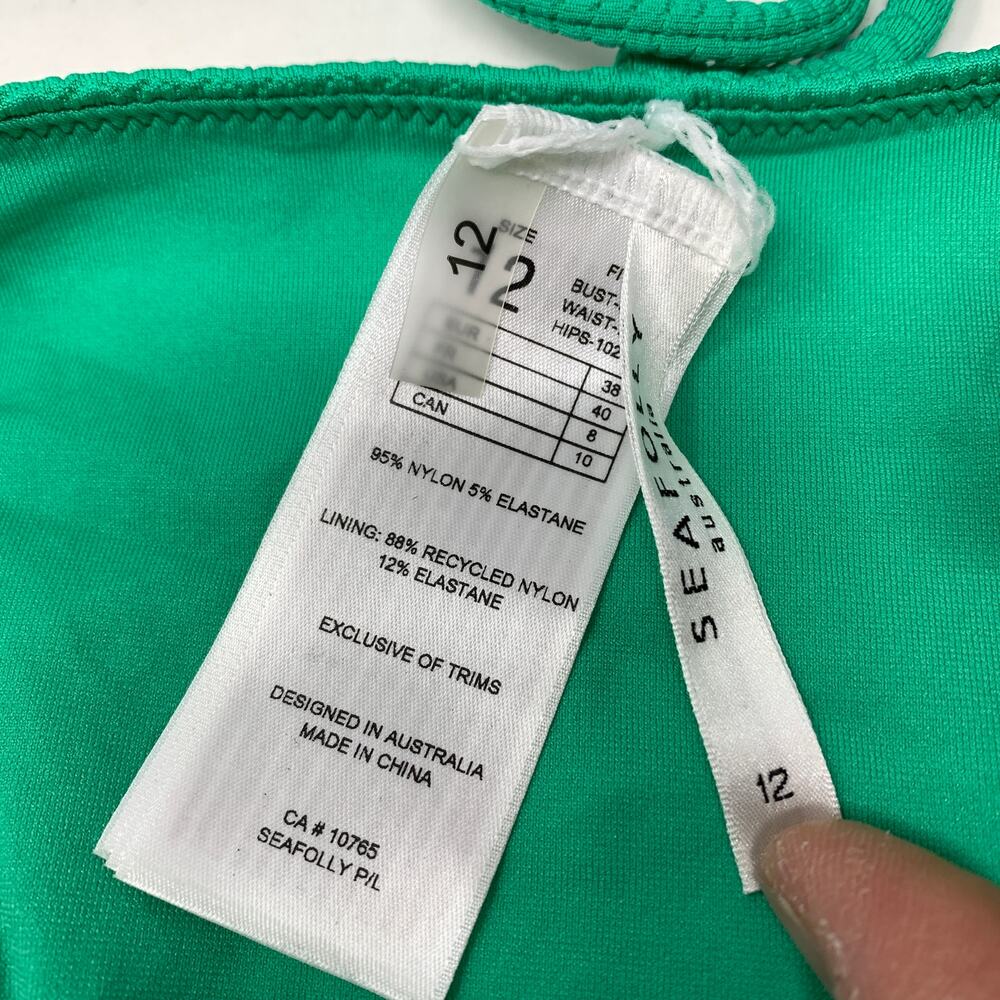 Seafolly Bikini Set Womens US 8 Green Triangle String Tie Side Swimsuit NWOT - Picture 3 of 7